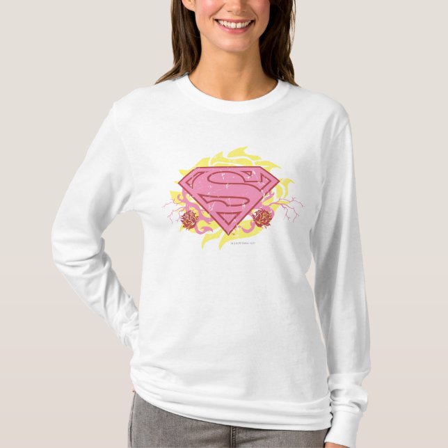 Camiseta Flores Rosa Supergirl (Frente)
