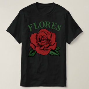 Camiseta flores rosa vermelha