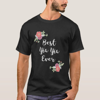 Camiseta Flores Rosa Yiayia Floral Melhor Yia Yia Nunca
