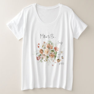 Camiseta Flores Rosadas, Futura Mamãe, Chá de Bebê Menina