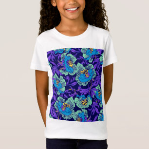 Camiseta Flores roxas e azuis William Morris