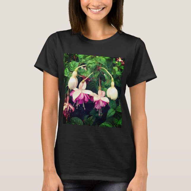 Camiseta Flores roxas e creme (Frente)