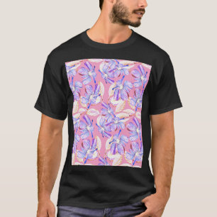 Camiseta Flores Roxas: Elegância Floral Por Aquarelas.