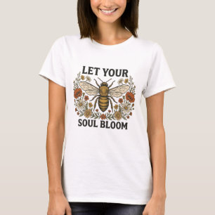 Camiseta Flores Selvagens Abelha Vintage Alma Florescer