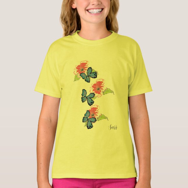 Camiseta :  Flores Selvagens & Borboletas (Frente)