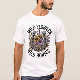 Camiseta Flores Selvagens Cavalos Selvagens