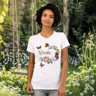 Camiseta Flores selvagens Cogumelos Azuis Florais
