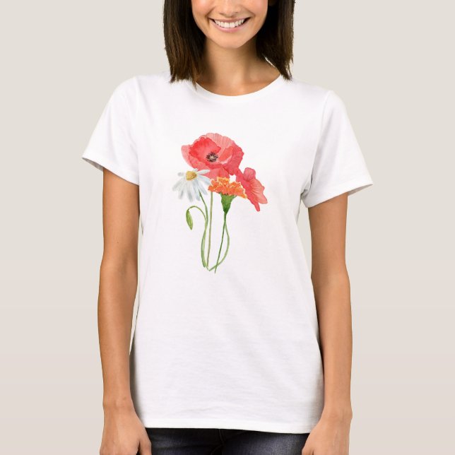 Camiseta Flores selvagens coloridas ucranianas. Ucrânia (Frente)