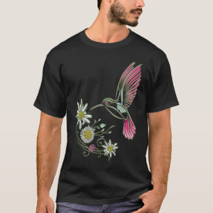 Camiseta Flores selvagens com margarida de beija-flor e flo