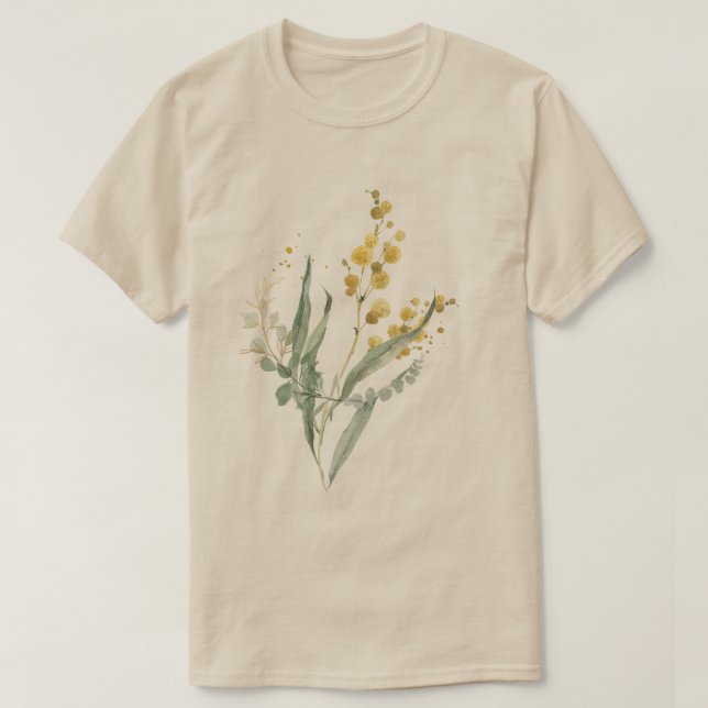 Camiseta Flores Selvagens de Longo Curso Minimalistas (Frente do Design)