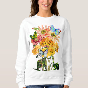 Camiseta Flores selvagens e Três Borboletas