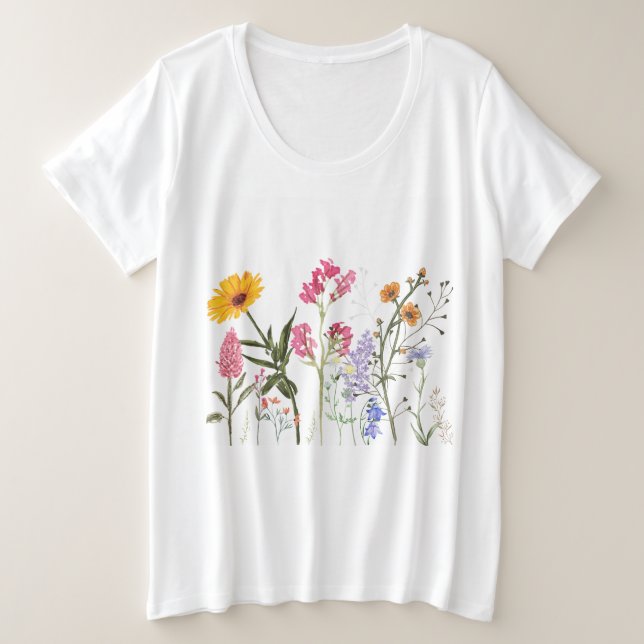 Camiseta Flores Selvagens, Flores Botânicas Antigas lindas (Frente do Design)