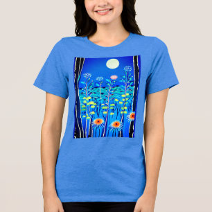 Camiseta Flores selvagens sob lua cheia