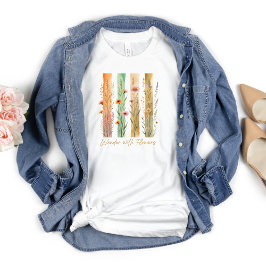 Camiseta Flores Selvagens Vagueiam Com Flores Douradas