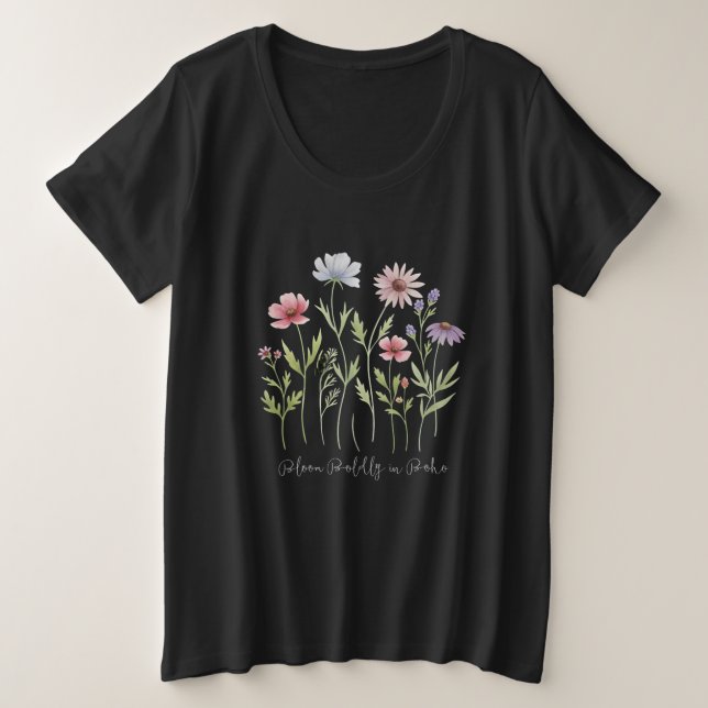 Camiseta Flores silvestres Boho Floral Boho (Frente do Design)