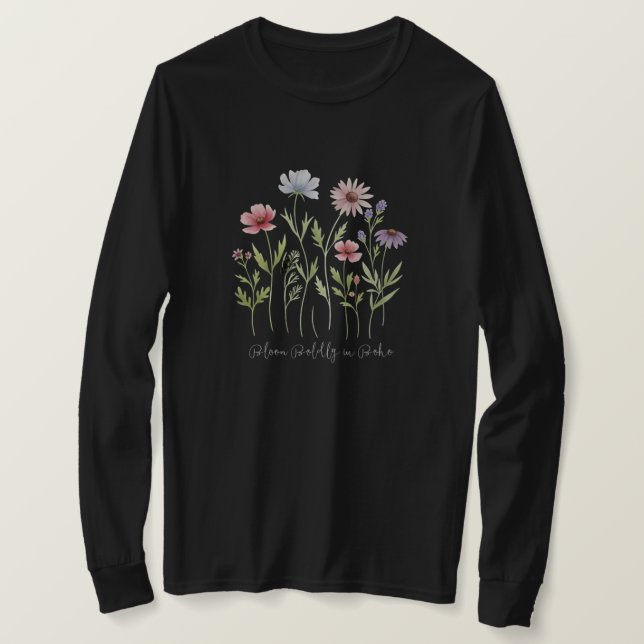 Camiseta Flores silvestres Boho Floral Boho (Frente do Design)