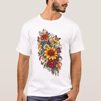 Camiseta Flores Silvestres de Outono Retrô