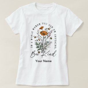 Camiseta Flores Silvestres e Abelha Vintage
