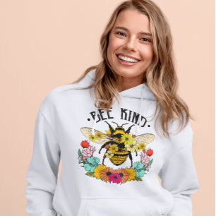 Camiseta Flores Silvestres Gráficas Casuais Bee Kind