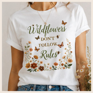 Camiseta Flores Silvestres Não Seguem Regras Gráfico Boho N