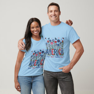 Camiseta Flores Silvestres Patrióticas da Liberdade America