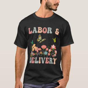 Camiseta Flores Silvestres Retrô Enfermeira de Trabalho de