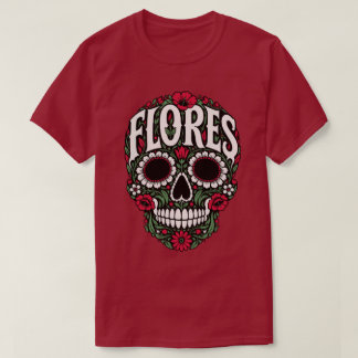 Camiseta flores sobrenome crânio de açúcar