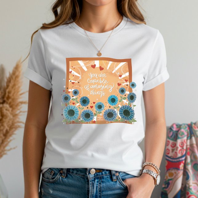 Camiseta Flores Sunshine Coisas Incríveis Citação de Inspir (Criador carregado)