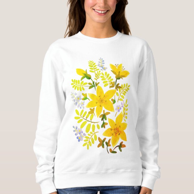 Camiseta Flores, tema floral amarelo (Frente)
