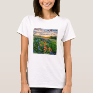 Camiseta Flores Texas Bluebonnets e Pincel da Índia