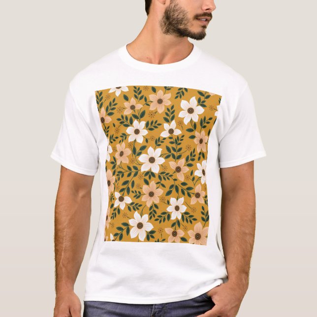 Camiseta Flores Tradicionais: Padrões Sem Olho De Muster (Frente)