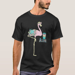 Camiseta Flores Tropicais De Flamingo, Rosa, Suave Para Hom