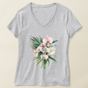 Camiseta Flores Tropicais de Orquídeas bonito Rosa