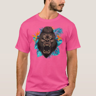 Camiseta Flores Tropicais Vida Selvagem Macaco Primata Zool