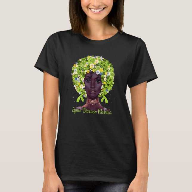 Camiseta Flores Verdes Afetadas pelo Cabelo Má Negra Doença (Frente)