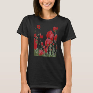 Camiseta Flores Vermelhas Artísticas Do Vetor De Recolher