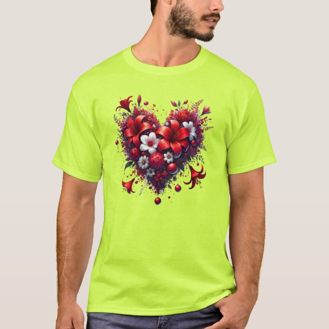 Camiseta Flores Vermelhas da Primavera Coração-53476 (Frente)