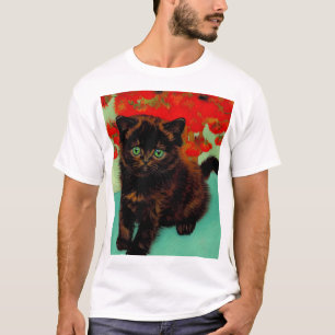 Camiseta Flores Vermelhas de Gogh Pretas