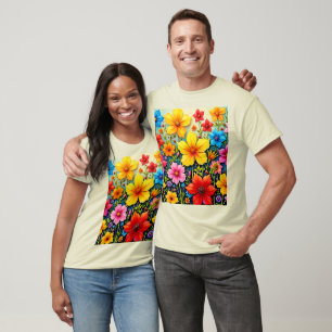 Camiseta Flores Vibrantes: Jardim de Alegria Arte