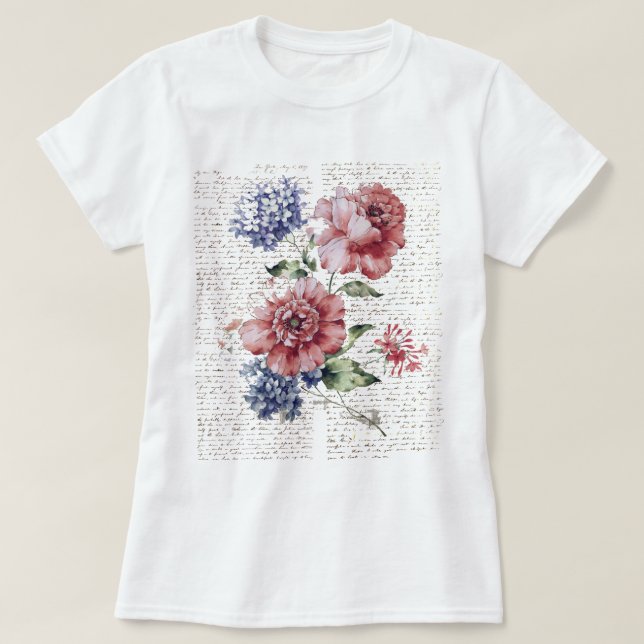 Camiseta Flores Vintage (Frente do Design)