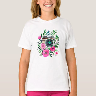 Camiseta Flores Vintage e câmera retrorreflectora personali