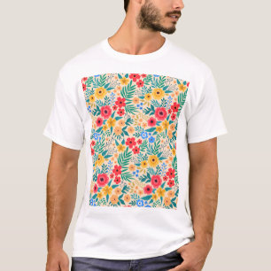 Camiseta Flores Vintage, Pequenas Coloridas.