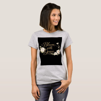 Camiseta Florescer com Graça | Citação Inspiradora Floral