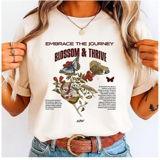Camiseta Florescer & Prosperar: Abrace a Jornada Melhor Ami (Criador carregado)