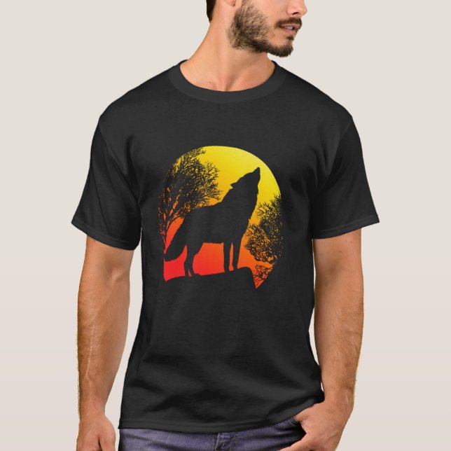 Camiseta Floresta Animal Sunset Wolf 1 (Frente)