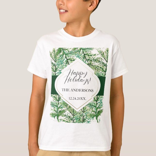 Camiseta Floresta Artística em Aquarela Verde (Frente)