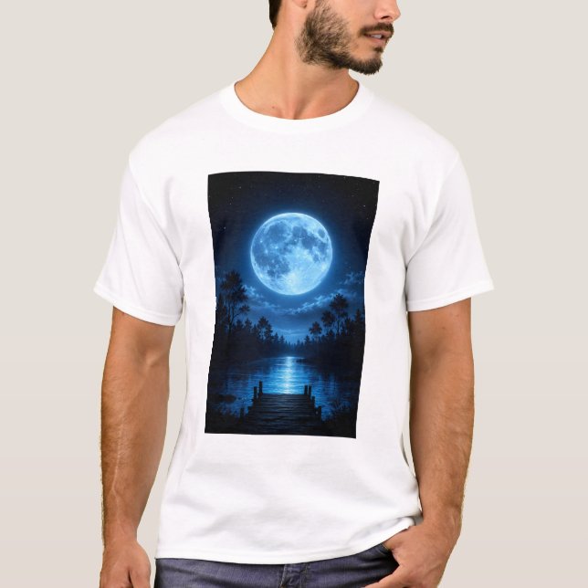 Camiseta Floresta Celestial Iluminada pela Lua Estética Ref (Frente)