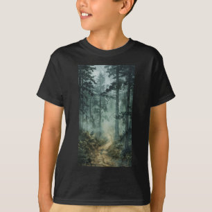 Camiseta Floresta Cênica de Nevoeiro Árvores Nebulosas Natu