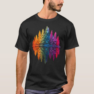 Camiseta Floresta Colorida de Arco-íris Reflexo da Vida Sel