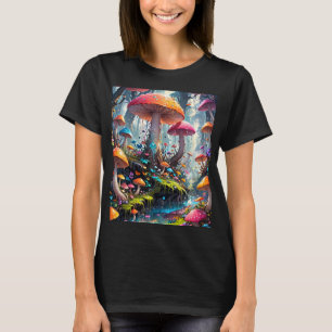Camiseta Floresta Colorida de Cogumelos